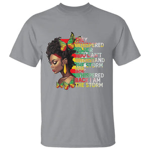 Black History Month T Shirt African Women She Whispered Back I Am The Storm TS09 Sport Gray Printyourwear