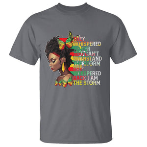 Black History Month T Shirt African Women She Whispered Back I Am The Storm TS09 Charcoal Printyourwear