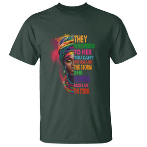 Black History Month T Shirt African Women She Whispered Back I Am The Storm TS09 Dark Forest Green Printyourwear