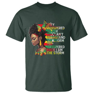 Black History Month T Shirt African Women She Whispered Back I Am The Storm TS09 Dark Forest Green Printyourwear