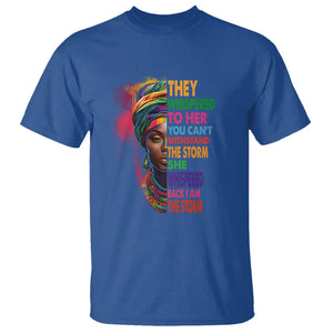 Black History Month T Shirt African Women She Whispered Back I Am The Storm TS09 Royal Blue Printyourwear