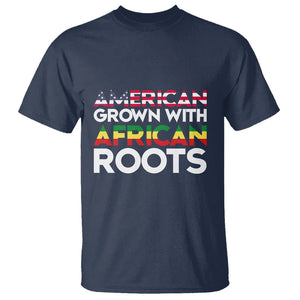 Black History Month T Shirt American Grown With African Roots American Flag TS02 Navy Printyourwear