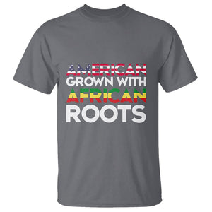 Black History Month T Shirt American Grown With African Roots American Flag TS02 Charcoal Printyourwear