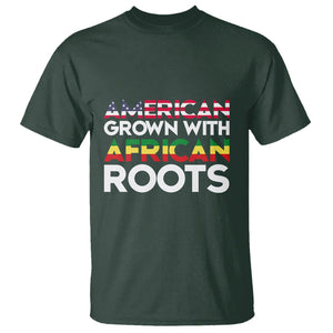 Black History Month T Shirt American Grown With African Roots American Flag TS02 Dark Forest Green Printyourwear