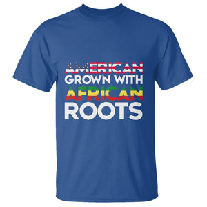 Black History Month T Shirt American Grown With African Roots American Flag TS02 Royal Blue Printyourwear