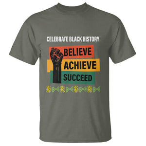 Black History Month T Shirt Believe Achieve Succeed African Americans TS09 Military Green Printyourwear