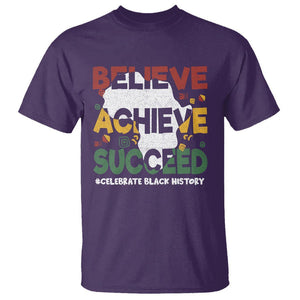 Black History Month T Shirt Believe Achieve Succeed BHM Black and Proud TS02 Purple Printyourwear