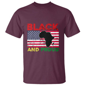 Black History Month T Shirt Black And Proud African American Pride US Flag Africa Map TS02 Maroon Printyourwear