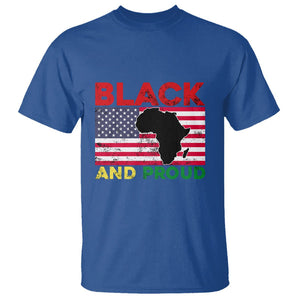 Black History Month T Shirt Black And Proud African American Pride US Flag Africa Map TS02 Royal Blue Printyourwear