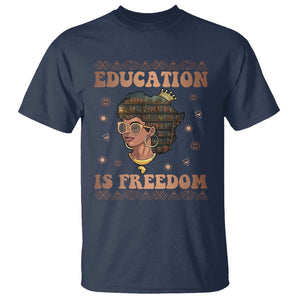 Black History Month T Shirt Education Is Freedom Teacher Women TS09 Navy Printyourwear