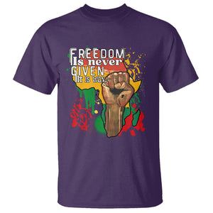 Black History Month T Shirt Freedom Is Never Given It Is Won Equal Rights TS02 Purple Printyourwear