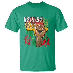 Black History Month T Shirt Freedom Is Never Given It Is Won Equal Rights TS02 Irish Green Printyourwear