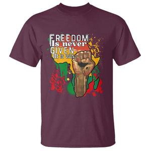 Black History Month T Shirt Freedom Is Never Given It Is Won Equal Rights TS02 Maroon Printyourwear