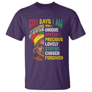 Black History Month T Shirt God Says I Am Bible Melanin Girl Pride TS02 Purple Printyourwear