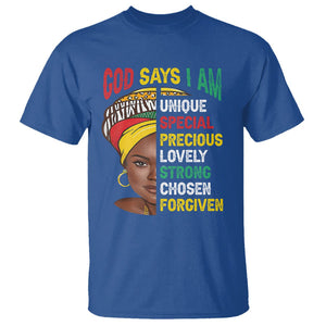 Black History Month T Shirt God Says I Am Bible Melanin Girl Pride TS02 Royal Blue Printyourwear