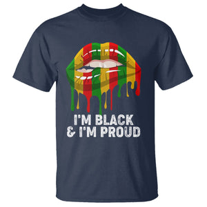 Black History Month T Shirt I'm Black And I'm Proud Women Lips TS02 Navy Printyourwear