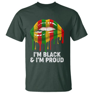 Black History Month T Shirt I'm Black And I'm Proud Women Lips TS02 Dark Forest Green Printyourwear