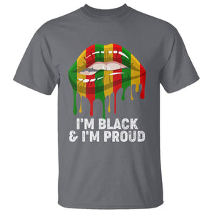 Black History Month T Shirt I'm Black And I'm Proud Women Lips TS02 Charcoal Printyourwear