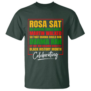 Black History Month T Shirt Rosa Sat So Martin Walk Obama Run TS02 Dark Forest Green Printyourwear