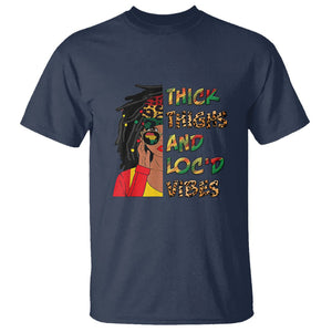 Black History Month T Shirt Thick Thighs And Locd Vibes Proud African Melanin Women TS02 Navy Printyourwear