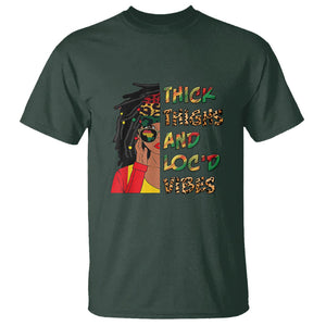 Black History Month T Shirt Thick Thighs And Locd Vibes Proud African Melanin Women TS02 Dark Forest Green Printyourwear