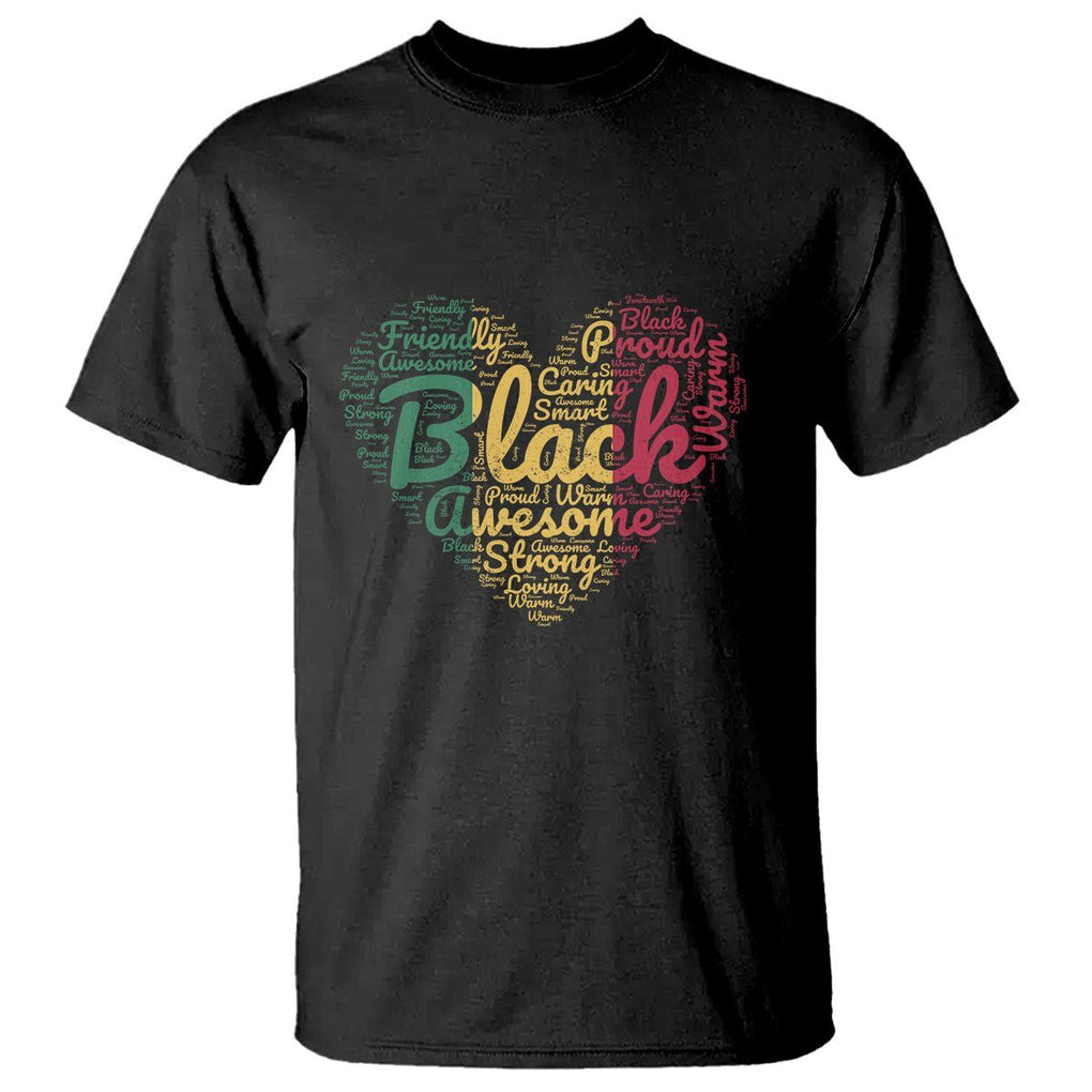 Black History T Shirt Cool Juneteenth with African Proud Heart TS01 Black Printyourwear