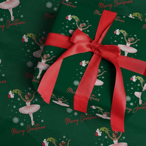 Black Nutcracker Ballet Wrapping Paper Roll Merry Christmas TS14 Green Print Your Wear
