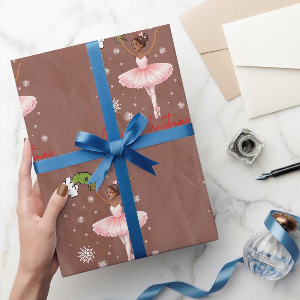 Black Nutcracker Ballet Wrapping Paper Roll Merry Christmas TS14 Mocha Print Your Wear