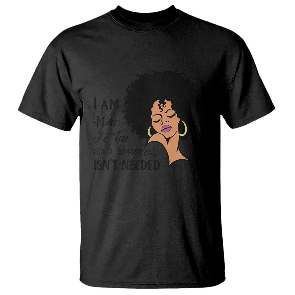 Black Queen Lady Curly Natural Afro African American Ladies T Shirt TS01 Black Printyourwear