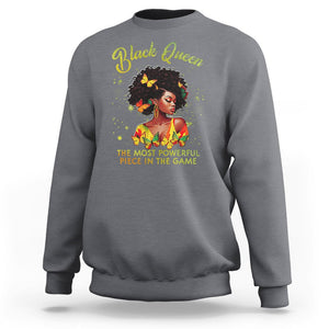 Black Queen The Most Powerful Piece In The Game Melanin Girl Butterfly Sweatshirt TS09 Charcoal Printyourwear