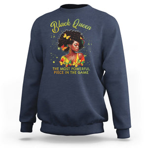 Black Queen The Most Powerful Piece In The Game Melanin Girl Butterfly Sweatshirt TS09 Navy Printyourwear