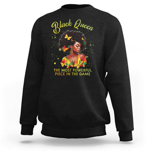 Black Queen The Most Powerful Piece In The Game Melanin Girl Butterfly Sweatshirt TS09 Black Printyourwear