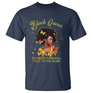 Black Queen The Most Powerful Piece In The Game Melanin Girl Butterfly T Shirt TS09 Navy Printyourwear