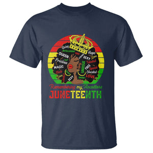 Black Women T Shirt Remembering My Ancestors Juneteenth Celebrate TS01 Navy Printyourwear