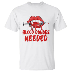 Blood Donors Needed Funny Vampire Lip T Shirt TS09 White Printyourwear