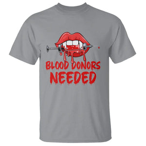 Blood Donors Needed Funny Vampire Lip T Shirt TS09 Sport Gray Printyourwear