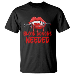 Blood Donors Needed Funny Vampire Lip T Shirt TS09 Black Printyourwear