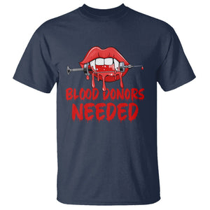 Blood Donors Needed Funny Vampire Lip T Shirt TS09 Navy Printyourwear