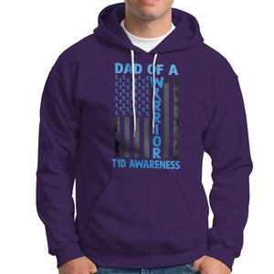 Blue American Flag Dad Of A Warrior T1D Awareness Hoodie TS02 Purple Printyourwear