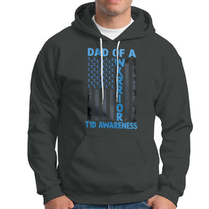 Blue American Flag Dad Of A Warrior T1D Awareness Hoodie TS02 Dark Heather Printyourwear