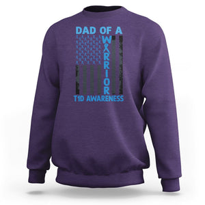 Blue American Flag Dad Of A Warrior T1D Awareness Sweatshirt TS02 Purple Printyourwear