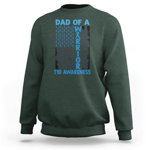 Blue American Flag Dad Of A Warrior T1D Awareness Sweatshirt TS02 Dark Forest Green Printyourwear