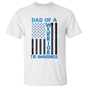 Blue American Flag Dad Of A Warrior T1D Awareness T Shirt TS02 White Printyourwear