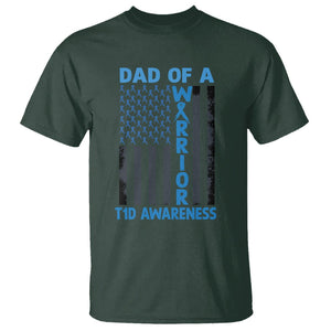 Blue American Flag Dad Of A Warrior T1D Awareness T Shirt TS02 Dark Forest Green Printyourwear