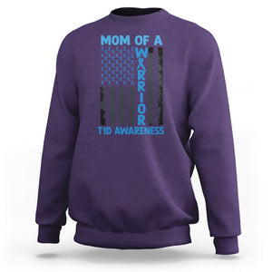 Blue American Flag Mom Of A Warrior T1D Awareness Sweatshirt TS02 Purple Printyourwear