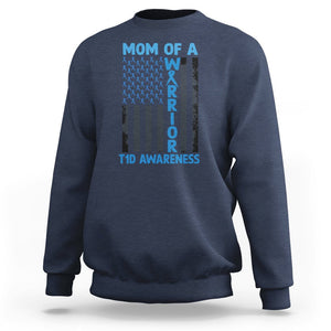 Blue American Flag Mom Of A Warrior T1D Awareness Sweatshirt TS02 Navy Printyourwear