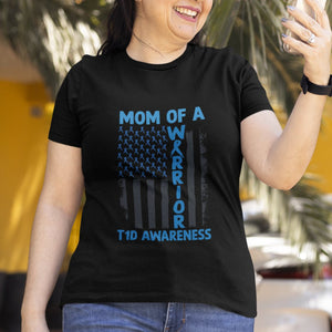 Blue American Flag Mom Of A Warrior T1D Awareness T Shirt TS02 Printyourwear