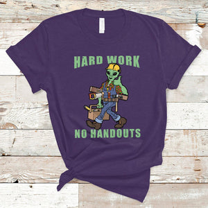 Blue Collar Hard Work No Handouts Alien Worker Labor Day T Shirt TS02 Purple Printyourwear