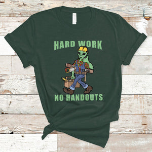 Blue Collar Hard Work No Handouts Alien Worker Labor Day T Shirt TS02 Dark Forest Green Printyourwear