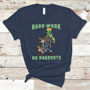 Blue Collar Hard Work No Handouts Alien Worker Labor Day T Shirt TS02 Navy Printyourwear